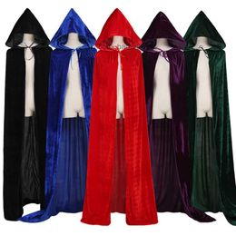 Thème Costume Adulte Halloween Velours Cape Moyen Âge Sorcière Vampire Halloween Robe Manteaux 5 Couleurs Z230804