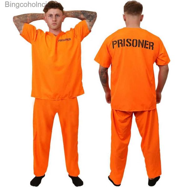 Costume à thème Détenu adulte Come Combinaison de prisonnier orange Tenue d'oiseau de prison pour Halloween Prisonnier orange Come Combinaison de prison pour hommes ComeL231013