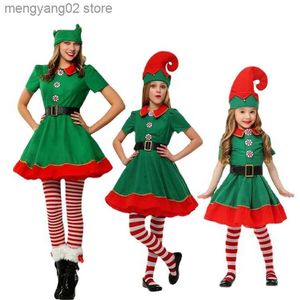 Themakostuum Volwassen Kinderen Familie Kerstmis Kom Dames Mannen Kerstman Kerstmis Nieuwjaar Feest Cosplay Outfits Jongens Meisjes Groene Elf Fancy Dress T231011