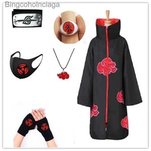 Disfraz temático Akatsuki Cloak Itachi Anime Cosplay Viene para niños Halloween Viene con diadema Anillo Collar Akatsuki Robe para adultos L231013