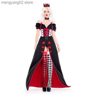 Thema Kostuum Alice in Wonderland Cosplay Kom Koningin van Harten Kom Rode Koningin Kom Vrouwelijke Sexy Jurk met Hoofddeksels T231011