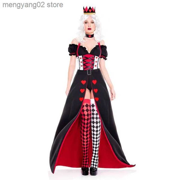 Traje temático Alicia en el país de las maravillas Cosplay Ven Reina de corazones Ven Reina Roja Ven Vestido sexy femenino con sombreros T231011