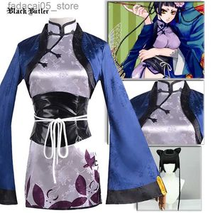 Traje temático Anime Black Butler Ran Mao Cosplay Ven Shawl Calcetines Tocado Tobillera Adulto Hombre Mujer Sexy Kawaii Estilo chino Cheongsam Traje Q240130