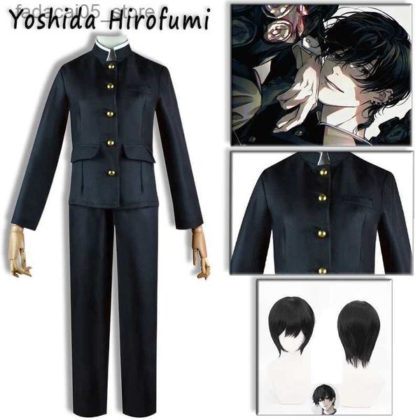 Traje temático Anime Motosierra Hombre Yoshida Hirofumi Cosplay Ven Peluca Camisa Corbata DK Uniforme escolar Hombres Guerra Diablo Cazador privado Halloween Q240130