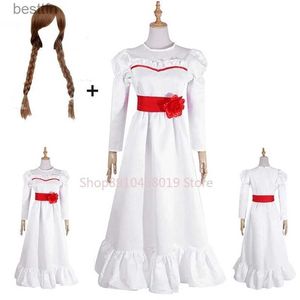 Themakostuum Anime Conjing Pop Annabelle Jurken Cosplay Komt Spookpop Witte Jurk Rok Dames Meisjes Kinderen Pruik Kerstfeest GeschenkenL231013