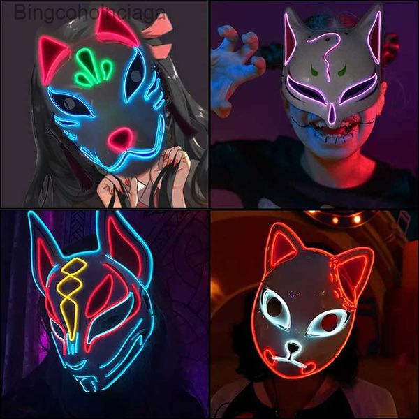 Costume thématique Anime Demon Slayer Masque Light Up Masque LED Masque de fête d'Halloween Kimetsu no Yaiba Kamado Tanjirou Movie Party Cosplay MaskL231008