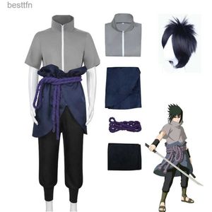 Costume à thème Anime Hokage Uchiha Sasuke Cosplay Comes Shippuden Sasuke Costume de troisième génération Halloween Come Grey Tops Costume Perruque ClothesL231007