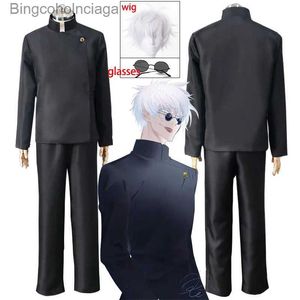 Thème Costume Anime Jujutsu Kaisen Gojo Satoru Cosplay Venez Lunettes Lycée Uniforme Perruque Costume Halloween Venez Hommes AdultL231013