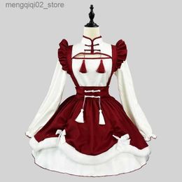 Themakostuum Anime Lolita Dienstmeisje Kom Cosplay Kawaii Schoolmeisje Feestmeisje Rollenspel Animatieshow Grote maten Schort met lange mouwen Dienstmeisje Outfit Q240307