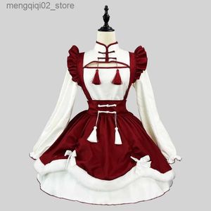 Disfraz temático Anime Lolita Maid Come Cosplay Kawaii School Girl Party Maid Juego de rol Animación Show Tallas grandes Delantal de manga larga Traje de mucama Q240307