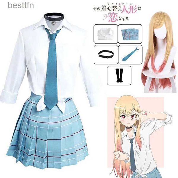 Costume à thème Anime My Dress Up Darling Kitaga Marin Cosplay Come JK Uniforme scolaire Jupe Tenues Halloween Livré pour les femmes ManL231007