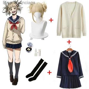 Disfraz de tema Anime My Hero Academia Himiko Toga Cosplay Come JK Uniforme Faldas Suéter Abrigo Halloween Ropa de Navidad Mujeres Niñas L231013