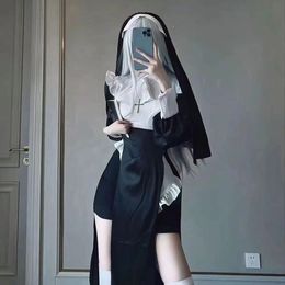 Costume de thème anime nuns sexy design original cosplay chowbie uniforme robe noire grande taille costumes halloween pour femmes 230915