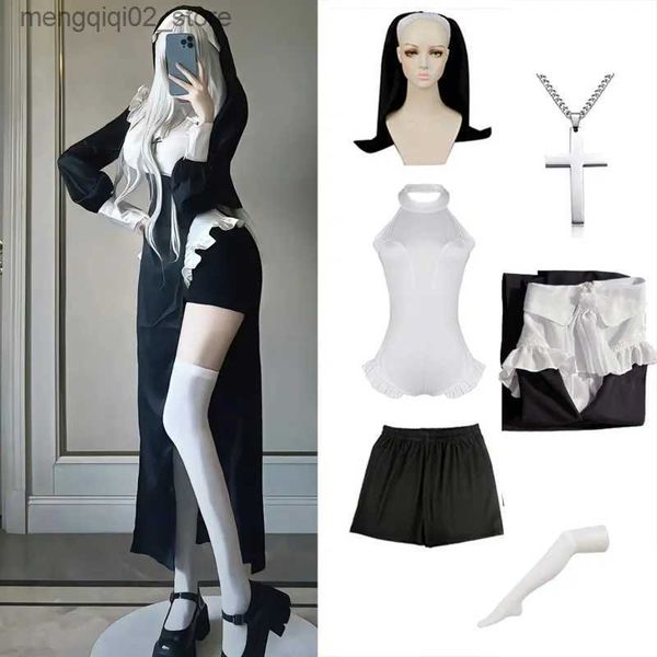 Thème Costume Anime Sexy Nuns Conception originale Cosplay Chowbie Uniforme Noir Robe Sexy Grande Taille Halloween Vient pour les femmes Maid Come Q231010
