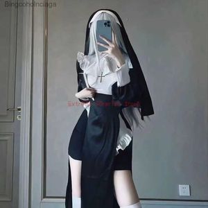 Thema Kostuum Anime XS-3XL Oversize Cosplay Chowbie Sexy Nonnen Komen Uniform Zwarte Jurk Halloween Komt voor WomenL231013
