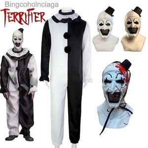 Thème Costume Art Le Clown Cosplay Film Terrifier 2 Art Le Clown Cosplay Venez Combinaison Masque Halloween Vient Masque pour Hommes FemmesL231013