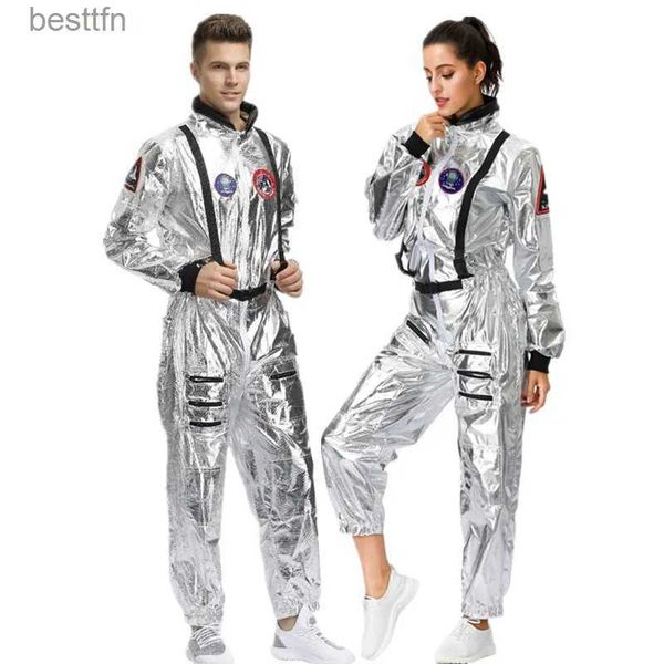 Thème Costume Astronaute Venez pour les couples Costume spatial Jeu de rôle Habiller les uniformes de pilotes Halloween Cosplay Party JumpsuitL231007