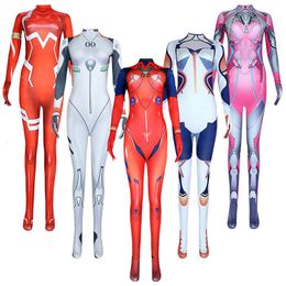 Thema kostuum Asuka Langley Soryu Ayanami Rei Zero Two Dva Cosplay kostuum Asuka Test Jumpsuit Zentai pak Anime bodysuit Dames anime cosplay 230830