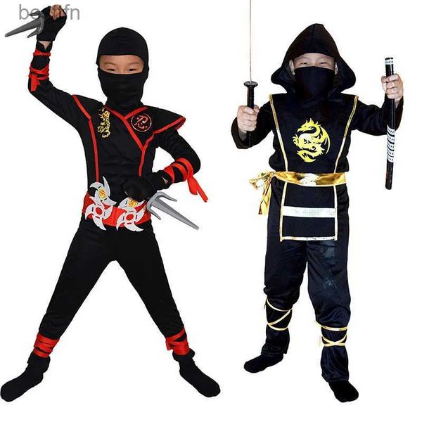 Thème Costume Garçons Ninja Deluxe Venez pour les enfants avec des accessoires d'armes Enfants Kung Fu Outfit Halloween Idées Cadeaux avec Baïonnette ToysL231007