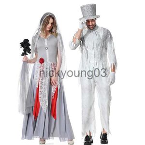 Thème Costume Carnaval Halloween Couple Cadavre Mariée Zombie Costume Jour Des Morts Gothique Fantôme Spooktaculaire Cosplay Fantaisie Robe De Soirée x1010