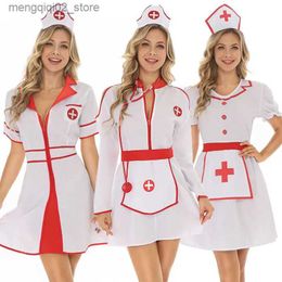 Thème Costume Carnaval Halloween Lady Head Nurse Come Classique Hôpital Uniforme Tentation Avec Hairhoop Cosplay Fantaisie Robe Q231010