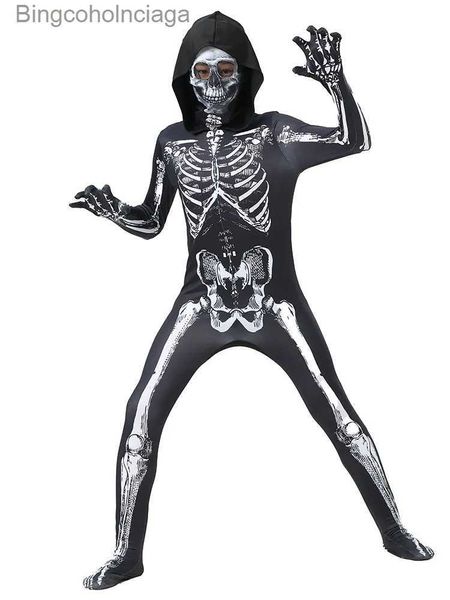 Traje de tema Niño Divertido Zomble Esqueleto Body Zentai Venir Niños Vestido de lujo Niño Niña Halloween Carnaval Fiesta Rendimiento RopaL231013