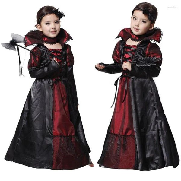 Thème Costume Enfants Filles Gothique Vampire Pourim Festival Costumes Pour Enfants De Noël Princesse Cosplay Longue Robe De Fête De Carnaval