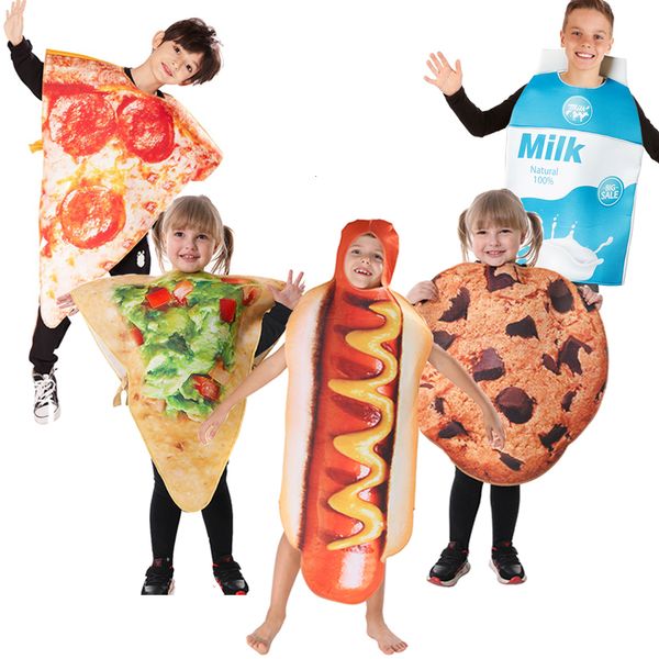 Costume à thème Costumes pour enfants Nourriture pour enfants Costume drôle pour Pourim Carnaval Garçons Chien Cosplay est Pizza Lait Et Biscuits Costume 230214