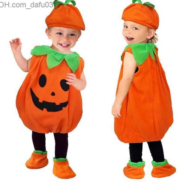 Costume à thème Jeu de rôle amusant pour enfants Citrouille Halloween Dressing Party Comes Combinaison sans manches pour enfants Top + Chapeau + Chaussures Vêtements pour bébé Z230805