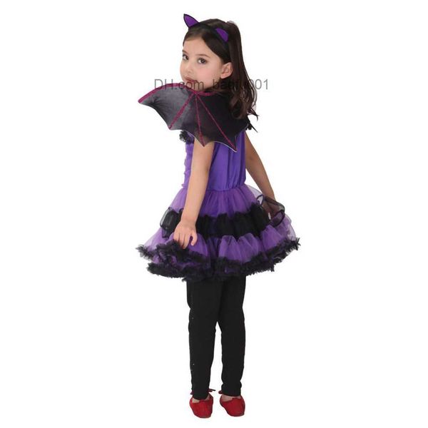 Déguisement à thème fille pour enfant chauve-souris violette robe de princesse vampire fantaisie jeu de rôle venez costume de sorcière et ailes Halloween costume de jeu de rôle Z230804