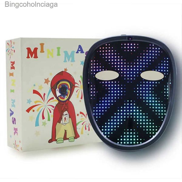 Costume à thème Masque intelligent LED pour enfants Masques de contrôle Bluetooth APP pouvant changer de couleur DIY Photos Texte Masques LED pour HalloweenL231005