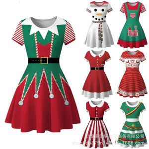 Themakostuum Kerstmis Cosplaykostuum voor dames Vintage slanke jurk Vakantiejaar Feestprint Kerstkleding Vrouwelijke sexy onderjurk Mujer 231110