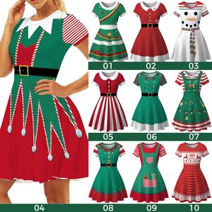 Thème Costume Robe de Noël Femmes Hiver Santa Imprimé Big Swing Robes 50S 60S Vintage Femme Robe de Fête de Noël Robe Rockabilly 230904