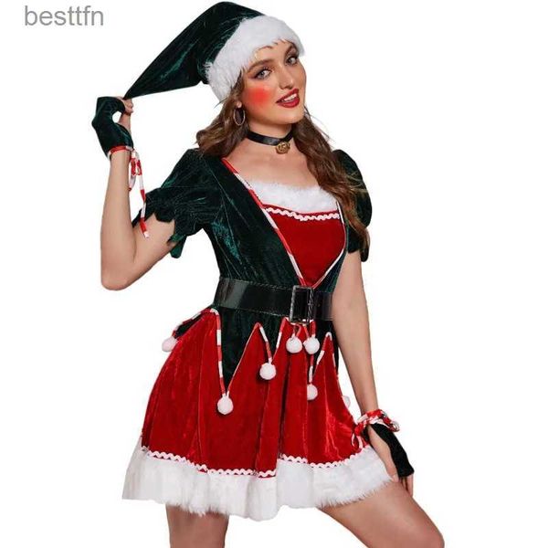 Traje temático Navidad Elfo verde Ven sexy Papá Noel Juego de rol Árbol de Navidad Uniforme Fiesta de Año Nuevo Halloween Prop Etapa RopaL231013