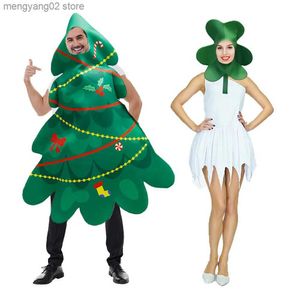 Costume à thème Couples de vacances de Noël Arbre de Noël vert Cosplay Cotumes Party Wear Stage Performance Arbres de Noël Cos Props Feuille Couvre-chef T231011