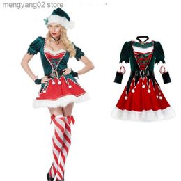 Themakostuum Kerstfeest Volwassen Vrouwen Cosplay Sexy Kerstjurk Kerstman Elf Kom Nieuwjaar Kleding Warme Kerstjurk Fancy Outfit T231013