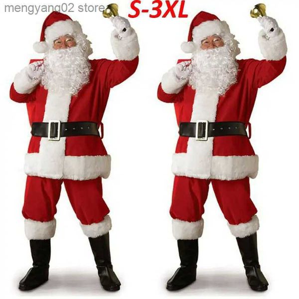 Thème Costume De Noël Père Noël Venez Cosplay Vêtements De Père Noël Déguisement En Noël Hommes 5pcs / lot Venez Costume Pour Adultes chaud T231013