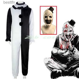 Thème Costume Clown Joker Cosplay Venez Masque Terrifier Combinaison Femmes Hommes Halloween Horreur Noir Blanc Body TV Art Le Clown Vêtements SetL231007