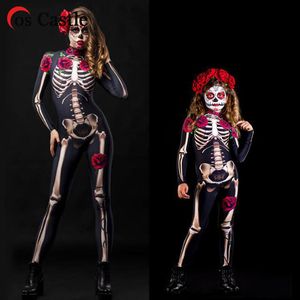Thème Costume Cos Château Rose Squelette Enfants Terrible Halloween Jeu de Rôle Sexy Combinaison Carnaval Fête Fille Jour de la Mort 230404