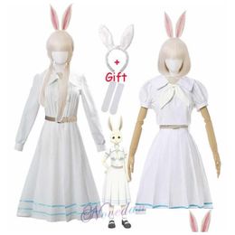 Costume de thème cosplay beastars haru lolita robe perruque oreilles femmes uniformes japonais uniformes blanc lapin halloween drop livraison vêtements dhsus