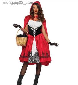 Thème Costume Cosplay Halloween adulte femmes petit chaperon rouge à capuche venir spectacle sur scène vient robe + châle Q231010