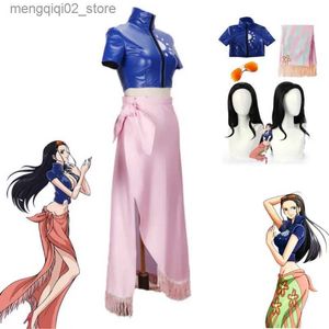 Thème Costume Cosplay Femmes Nico Robin Party Kimono Robe Carnaval Ensemble Perruque Lunettes Fille Halloween Carnaval Anime Exposition Performance Costume Q231010