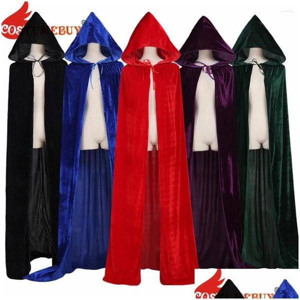 Thème Costume Costumebuy Unisexe Manteau À Capuche Manteau Manteau Wicca Robe Cape Médiévale Châle Halloween Cosplay Party Sorcière Assistant Costume Dhjzx