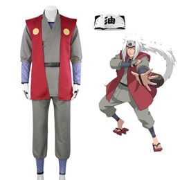 Thème Costumes Costumes Anime Ero Sennin Jiraiya Cosplay Costume Gama Sennin Perruque Accessoires Jiraiya's Kimono Ensembles Halloween Carnaval Ninja Costumes x0830