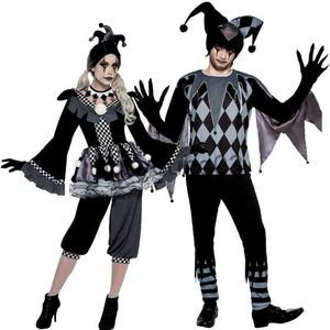 Thème Costume Couple Carnaval Halloween Mal Cirque Clown Costume Fou Stephen King Poker Arlequin Cosplay Fantaisie Robe x1010