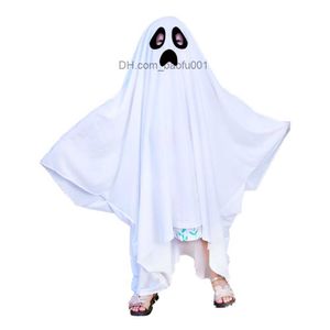 Themakostuum Schattig Kinderen Halloween Terreur Mantel Anime Gezichtsloos Rollenspel Komt Ghost Wit Kwastje Unisex Halloween Kostuum Komt Complete Set Z230804