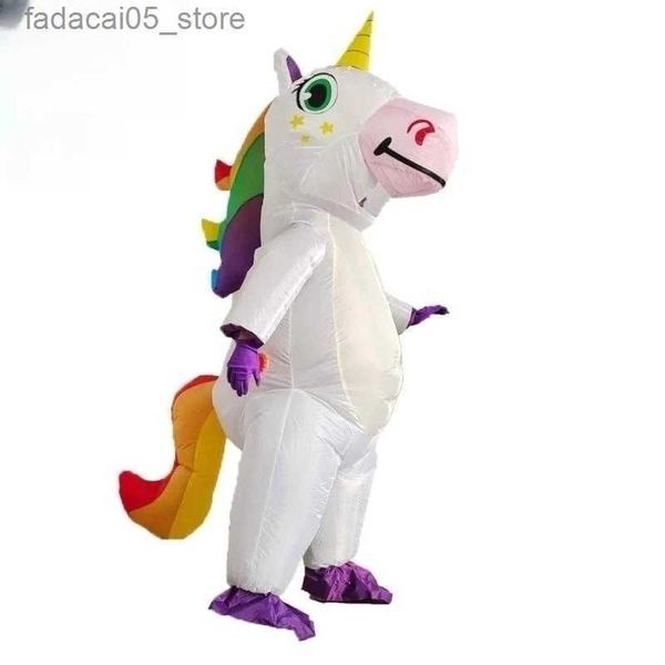 Traje temático Lindo Unicornio Mesa Viene Trajes Vestido Mascota Fiesta de Navidad Cosplay Viene para Hombre Mujer Adulto Niños Niñas Q240130