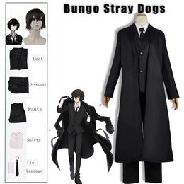 Disfraz temático Dazai Osamu Cosplay Bungo Stray Dogs Kostum Disfraz Jaket Panjang Mantel Jas Dewasa Pria Anime Halloween Kostum Pakaian Natal 230830