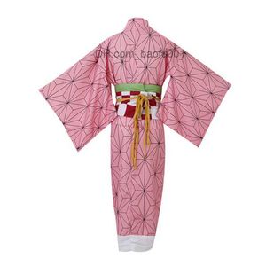 Thema Kostuum Demon killer Kamado Nezuko rollenspel kimono zonder Yaiba om kimono uniform kostuums rekwisieten Halloween comics tentoonstelling party Z230804