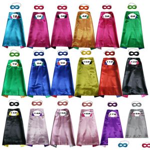 Costume à thème Double face satin satin kids cosplay capes super-héros Halloween Costumes avec masques Party Favors Birthday Gifts Mix ou Dhelx